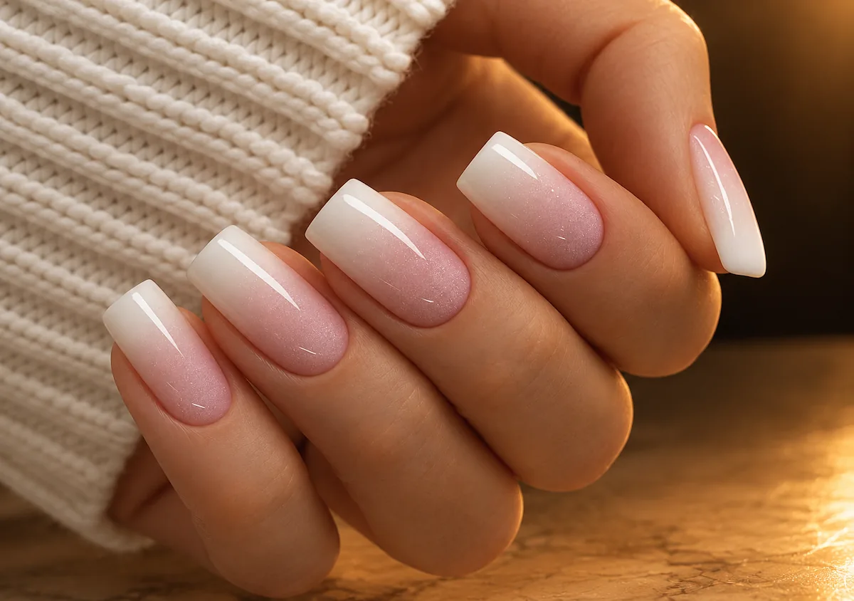 Ombré-Maniküre in Rosa-Weiß im Nagelstudio Hagen